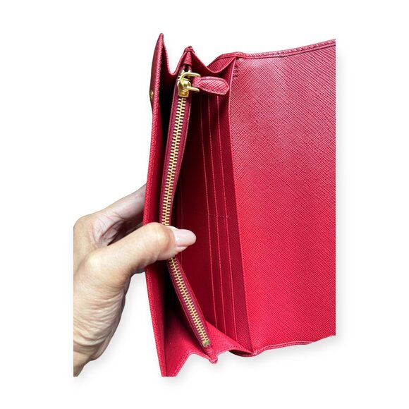 Prada Saffiano Large Red Leather Wallet | Box + COA - Picture 6 of 8